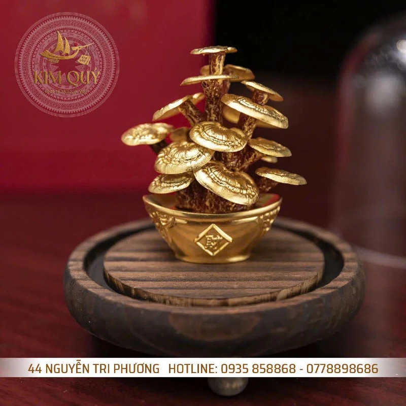 Cây linh chi trường thọ dát vàng 24k